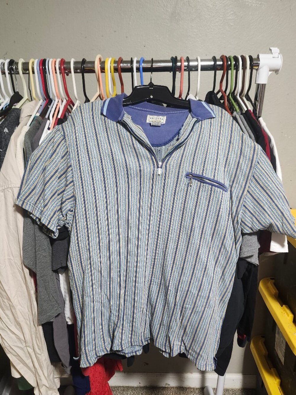 Vintage 90s Arizona Jean Co Zip Up Collared Polo Y2K Zippered Pocket Men's M EUC